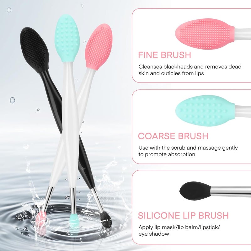 Unaone Lip Scrub Brush - 3 PCS Dual-ended Lip Scrubber Exfoliator and Silicone Lip Brush, 2-in-1 Silicone Lip Scrub Tool Lip Mask Applicator, Gentle Exfoliator & Applicator for Soft - Image 3